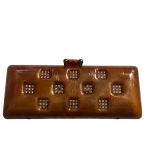50s Lucite Clutch Purse with Rhinestones by Ilene